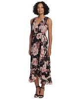 London Times Petite Ruffle-Trim Sleeveless Maxi Dress