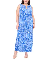 Msk Plus Size Three-Ring Printed Sleeveless Maxi Dress