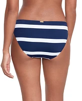 Lauren Ralph Women's Striped O-Ring Hipster Bikini Bottoms