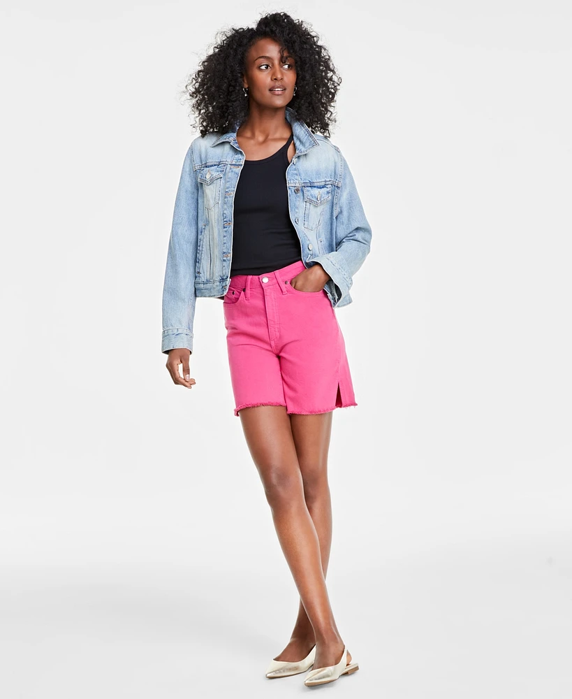 On 34th Women's High-Rise Frayed Denim Shorts, Created for Macy's