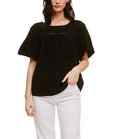 John Paul Richard Cotton Gauze Top with Ric Rack Trim at Yoke