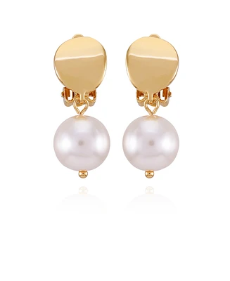 T Tahari Gold-Tone Imitation Pearls Drop Clip On Earrings