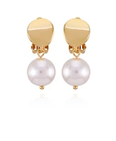 T Tahari Gold-Tone Imitation Pearls Drop Clip On Earrings