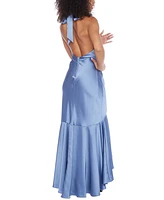 B Darlin Juniors' Halter-Neck Ruffle High-Low Gown