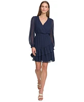 Dkny Women's Long-Sleeve V-Neck Dress