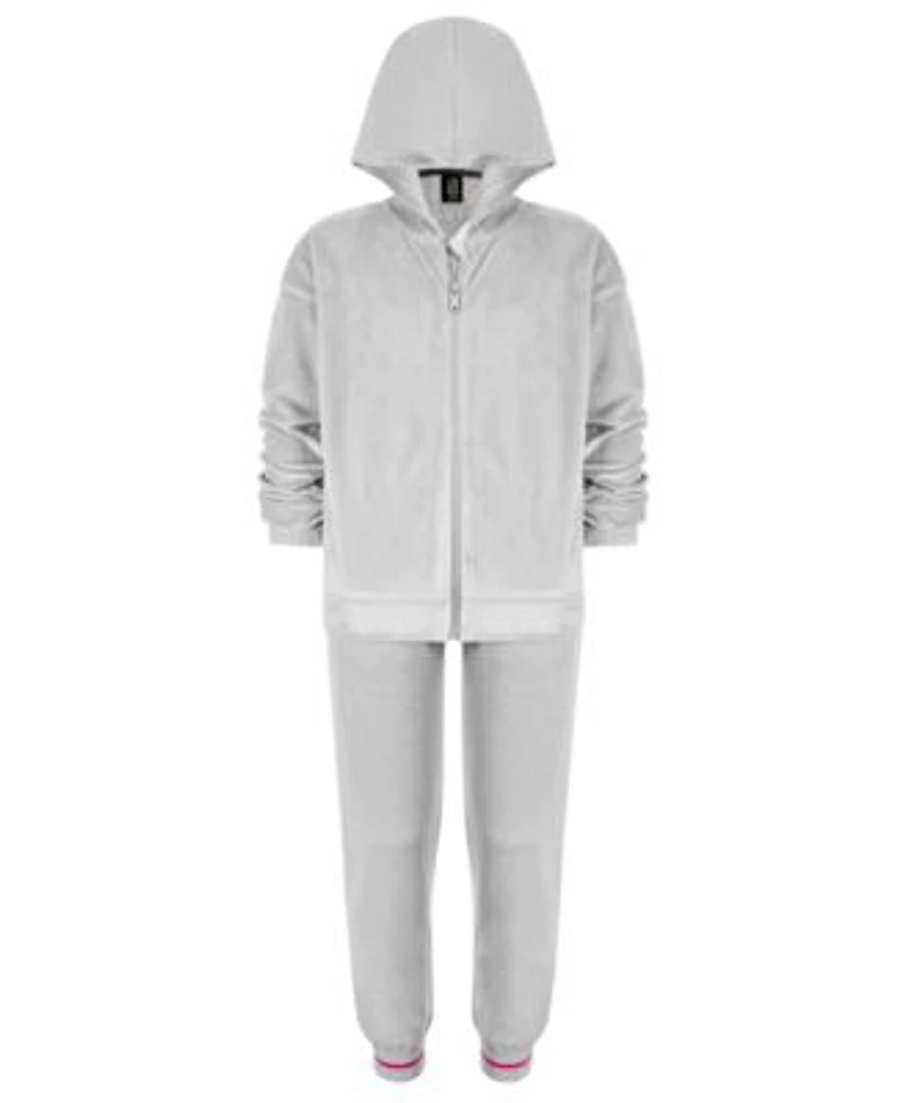 Id Ideology Big Girls Solid Full Zip Velour Hoodie Heather Jogger Sweatpants Created For Macys