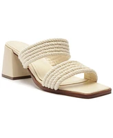 Arezzo Women's Bridget Woven Mid Block Heel Sandals