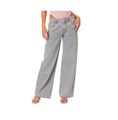 Edikted Women's Bow pocket relaxed jeans - Light