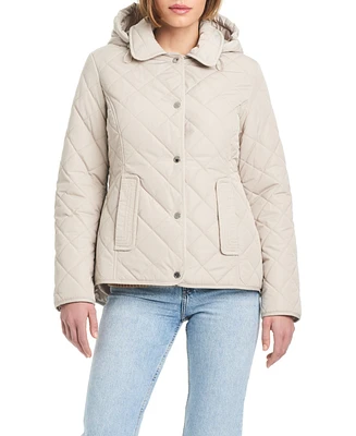 Jones New York Women's Hooded Quilted Water-Resistant Jacket