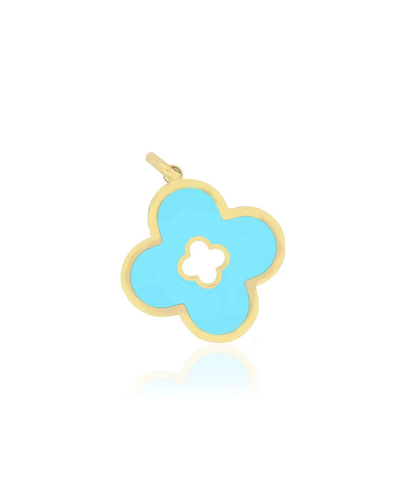 The Lovery Turquoise Clover Cut Out Charm 14K Gold