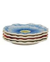 Certified International Blossom Set of 4 3-d Floral Dessert Plates