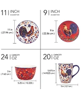 Certified International Morning Rooster 16Pc Dinnerware Set, Service for 4