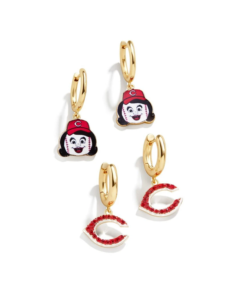 Women's Baublebar Gold Cincinnati Reds Team Earrings Set