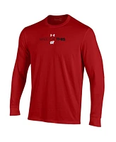 Men's and Women's Under Armour Red Wisconsin Badgers 2024 On-Court Bench Unity Performance Long Sleeve T-shirt