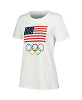 Women's White Team Usa Flag Five Rings T-shirt