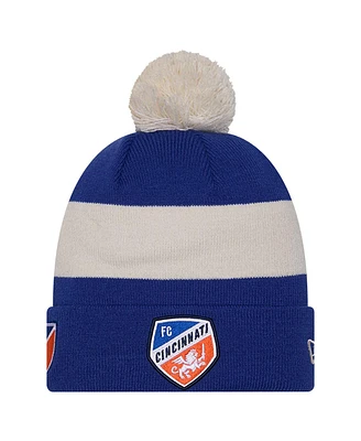 Men's New Era Blue Fc Cincinnati 2024 Kick Off Collection Cuffed Knit Hat with Pom