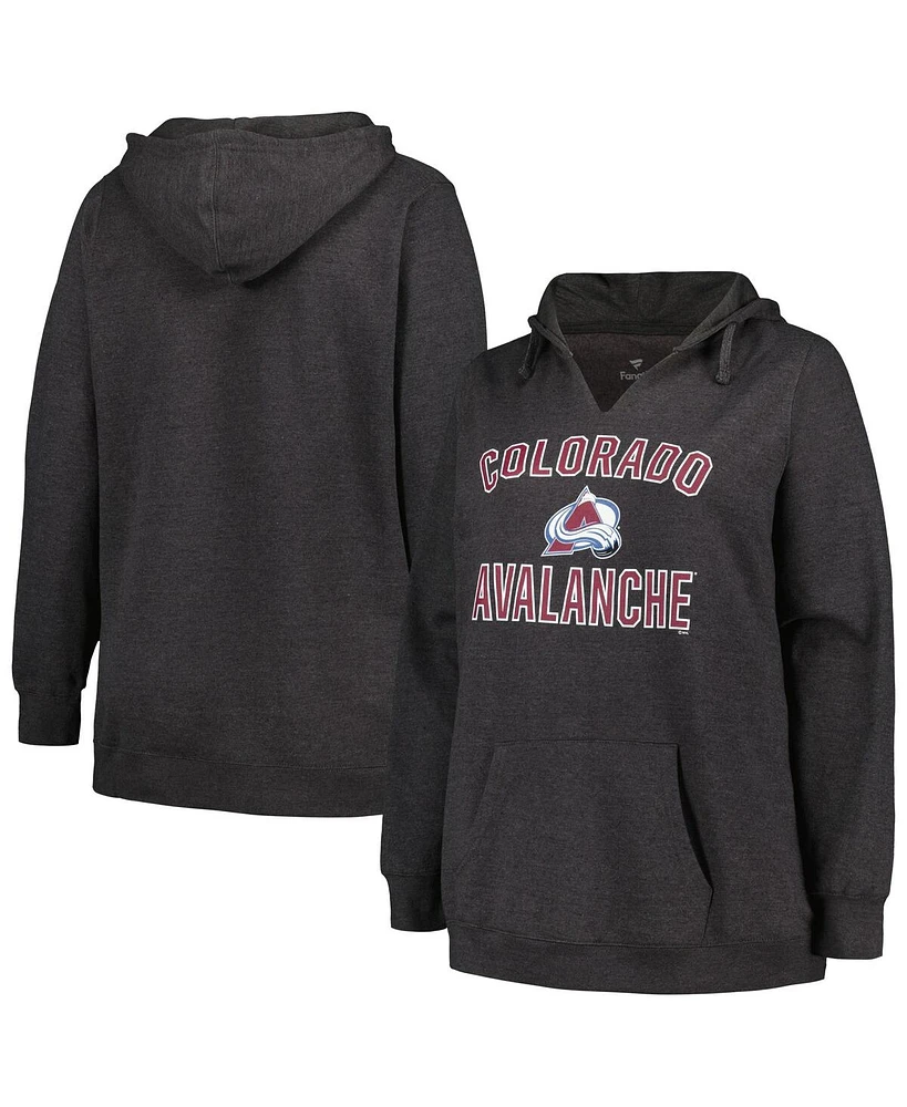 Women's Profile Heather Charcoal Colorado Avalanche Plus Arch Over Logo Pullover Hoodie