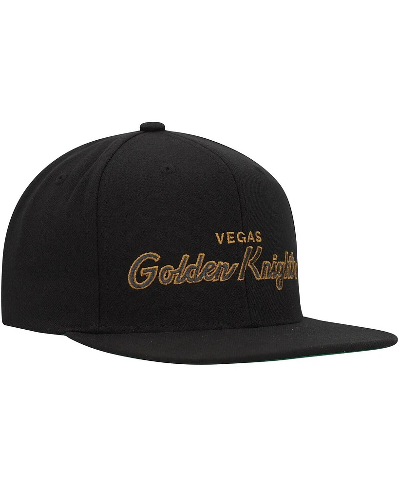 Men's Mitchell & Ness Black Vegas Golden Knights Core Team Script 2.0 Snapback Hat
