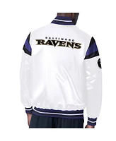 Men's Starter White Baltimore Ravens Satin Full-Snap Varsity Jacket