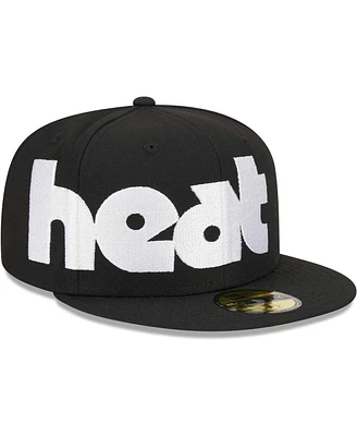 Men's New Era Black Miami Heat Checkerboard Uv 59FIFTY Fitted Hat