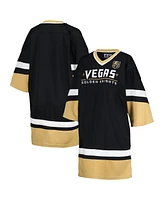 Women's Starter Black Vegas Golden Knights Hurry-Up Offense Boxy V-Neck Half-Sleeve Sneaker Dress