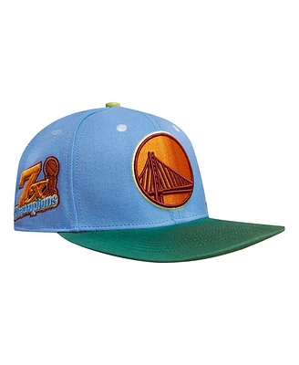Men's Pro Standard Light Blue, Green Golden State Warriors Retro Program 2-Tone Snapback Hat
