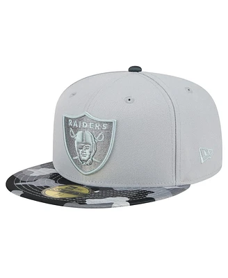 Men's New Era Gray Las Vegas Raiders Active Camo 59FIFTY Fitted Hat