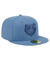 Men's New Era Blue Distressed Memphis Grizzlies Color Pack Faded Tonal 59FIFTY Fitted Hat