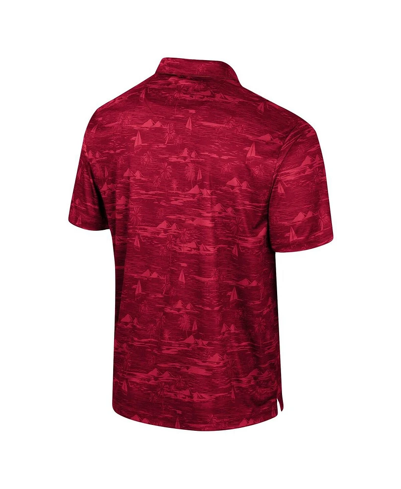 Men's Colosseum Cardinal Stanford Daly Print Polo Shirt