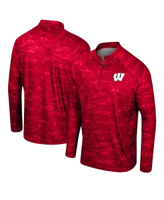 Men's Colosseum Red Wisconsin Badgers Carson Raglan Quarter-Zip Jacket