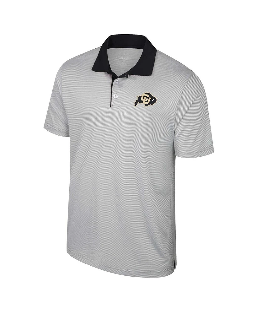 Men's Colosseum Gray Colorado Buffaloes Tuck Striped Polo Shirt