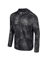 Men's Colosseum Black Ucf Knights Palms Printed Lightweight Quarter-Zip Hooded Top