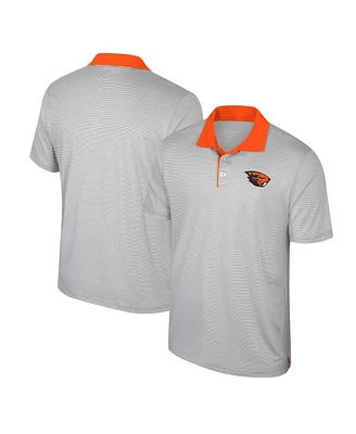 Men's Colosseum Gray Oregon State Beavers Tuck Striped Polo Shirt