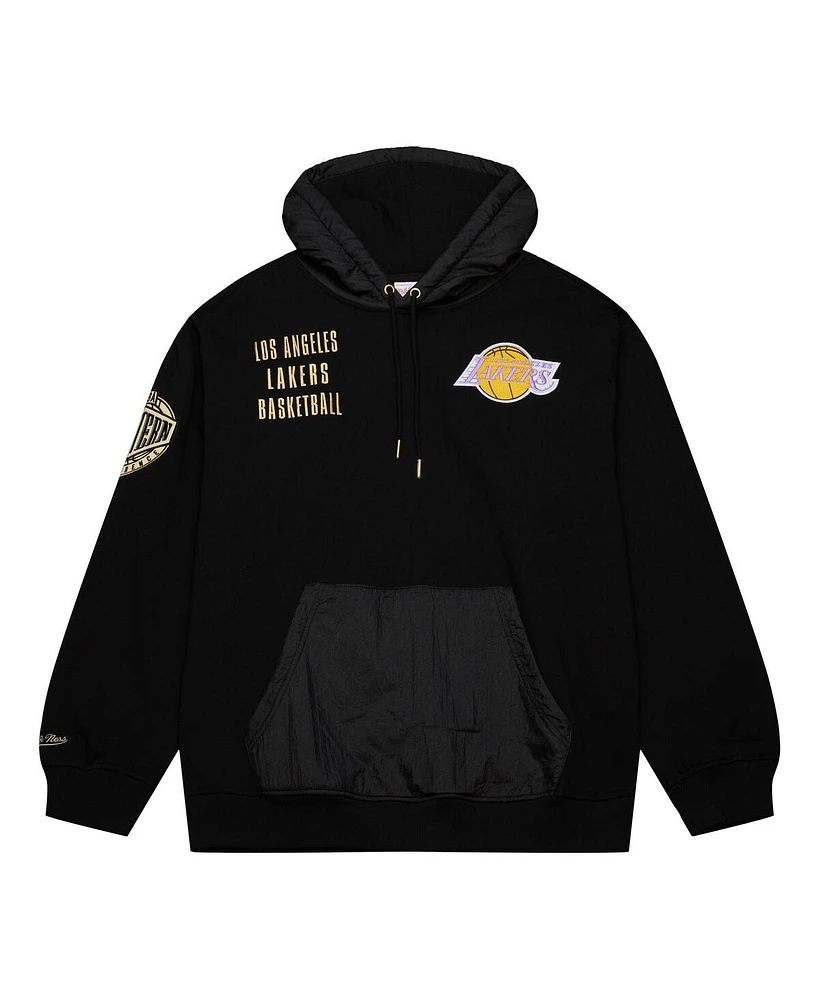 Men's Mitchell & Ness Black Distressed Los Angeles Lakers Team Og 2.0 Vintage-Like Logo Fleece Pullover Hoodie