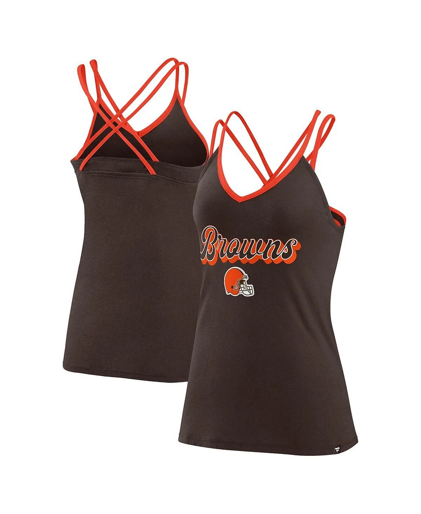 Women's Fanatics Brown Cleveland Browns Go For It Strappy Crossback Tank Top