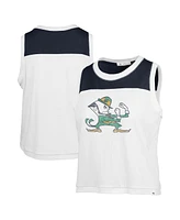 Women's '47 Brand White Distressed Notre Dame Fighting Irish Premier Zoey Waist Length Tank Top