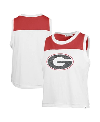 Women's '47 Brand White Distressed Georgia Bulldogs Premier Zoey Waist Length Tank Top