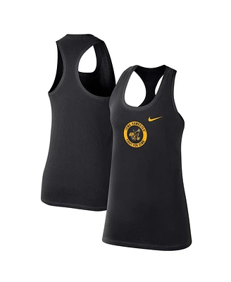 Women's Nike Black Distressed Iowa Hawkeyes Modern Circle Racerback Tank Top