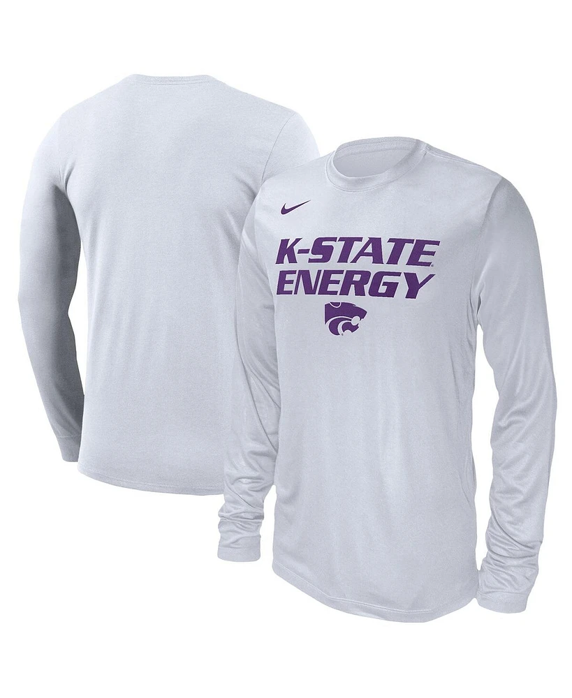 Men's and Women's Nike White Kansas State Wildcats 2024 On-Court Bench Long Sleeve T-shirt