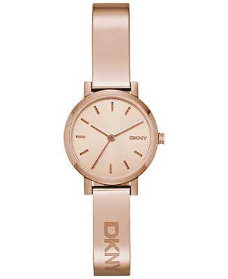 Dkny Women's Soho Rose Gold-Tone Stainless Steel Half-Bangle Bracelet Watch 24mm NY2308