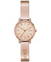 Dkny Women's Soho Rose Gold-Tone Stainless Steel Half-Bangle Bracelet Watch 24mm NY2308