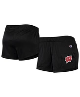 Women's Champion Black Wisconsin Badgers Logo Mesh Shorts