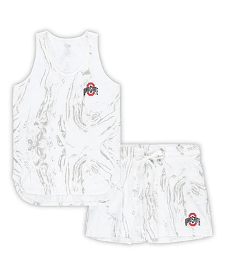 Women's Profile Cream Ohio State Buckeyes Plus Marble Tank and Short Set