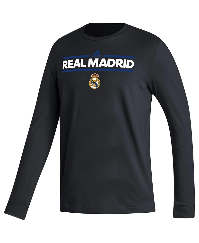 Men's adidas Black Real Madrid Dassler Long Sleeve T-shirt
