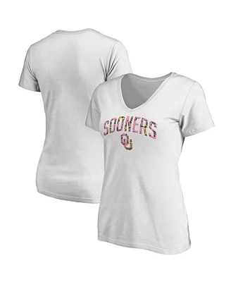 Women's Fanatics White Oklahoma Sooners Floral Arched V-Neck T-shirt