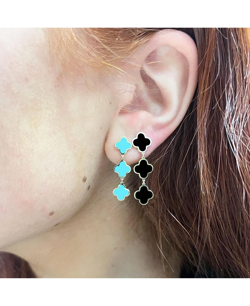 The Lovery Turquoise Clover Dangle Earrings
