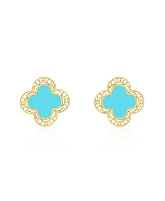 The Lovery Turquoise Lace Clover Stud Earrings