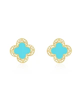 The Lovery Turquoise Lace Clover Stud Earrings