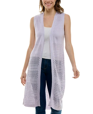 Ultra Flirt Juniors' Open-Knit Pointelle Duster Sweater Vest