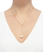 Honora Cultured Ming Pearl (13mm) & Diamond (1/10 ct. t.w.) 20" Lariat Necklace in 14k Gold